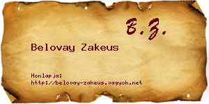 Belovay Zakeus névjegykártya